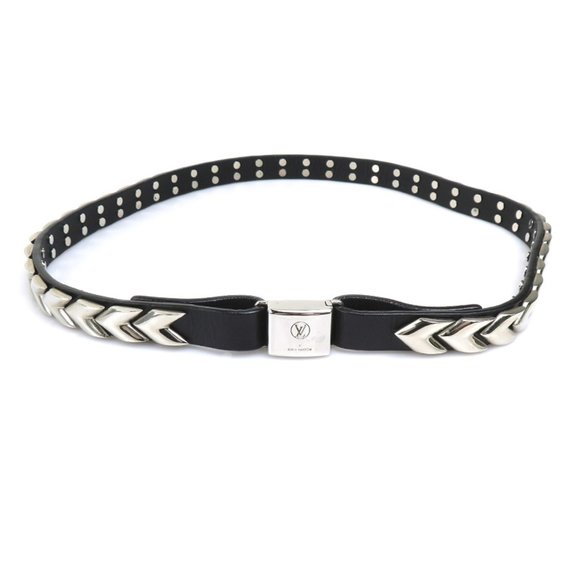 Louis Vuitton LOUIS VUITTON Belt Leather Metal Black Women's h31545a